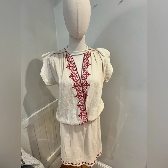 Ulla Johnson | Dresses | Ulla Johnson Silk Embroidered Drop Waist Mini Dress 